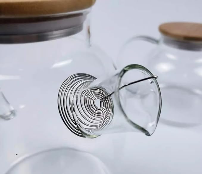 Image of PrimeWorld Borosilicate Glass Teapot - 1L | Stovetop Safe Transparent Kettle with Bamboo Lid & Removable Filter Spout | Elegant Glass Tea Pot for Loose Leaf Tea, Coffee & Herbal Infusions