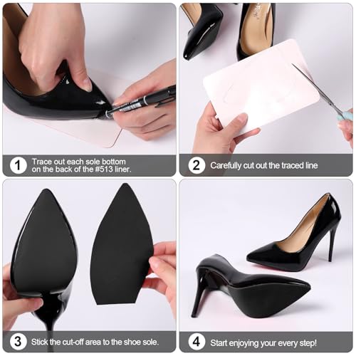 Image of 39 in Black Sole Protector for Louboutin Heel Shoes, Black Sole Protector for Bottom Heels(5 in *39 in)