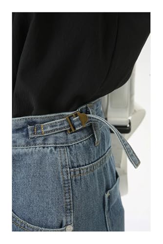 Men's Jeans Loose Printing Worn-Out Holes Wide Leg Straight Denim Pants3