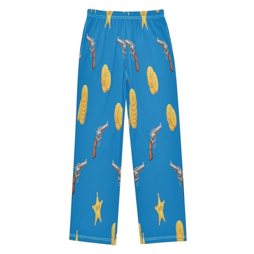 Pajama Pants Long Track Pants Western Theme Coins Sweatpants Athletic for 6-14 Years