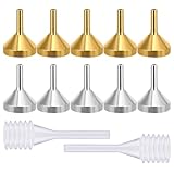 10 Pack Small Metal Funnel with 2 Pack Mini Pipette Mini Funnels for Filling Small Bottles Small Stainless Steel Funnel for Filling Small Bottles Or Containers Atomizers Perfume Liquid(Silver,Gold)