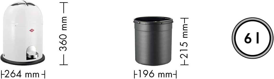 WESCO Mini Master Kosmetikeimer in der Farbe sand matt, pulverbeschichtetes Stahlblech, 6 Liter Volumen, Kunststoff-Einsatz, Fußtritt