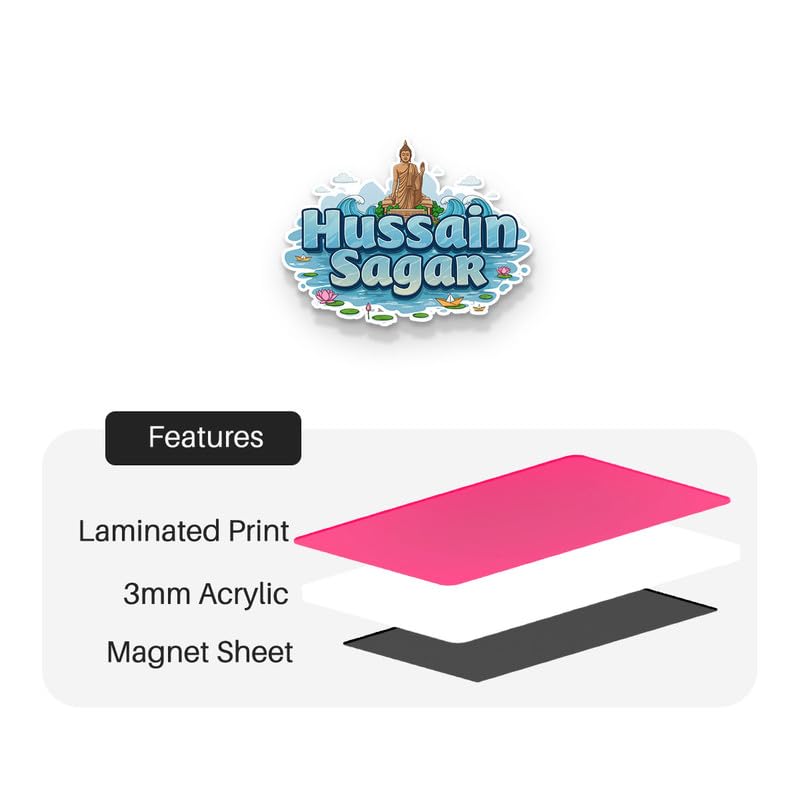 Image of Hussain Sagar Fridge Magnets, Glossy Finish, Stylish Magnet for Fridge, Wardrobe & Metal Surfaces