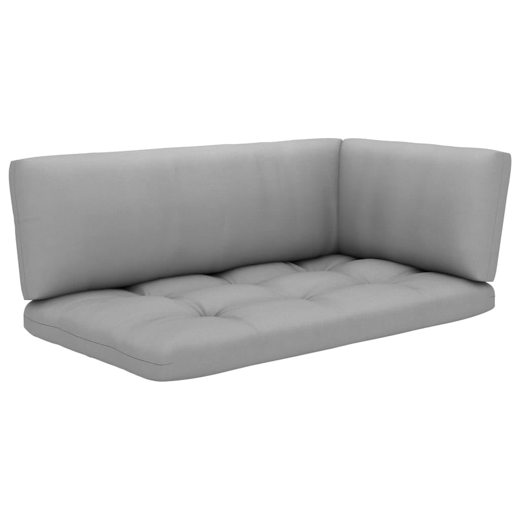 Canapé Palette 2 Places en Bois de pin imprégné de Blanc avec Coussins Gris, Salon Ensemble modulable pour Jardin, terrasse, Patio, Balcon, Assise détente intérieur extérieur