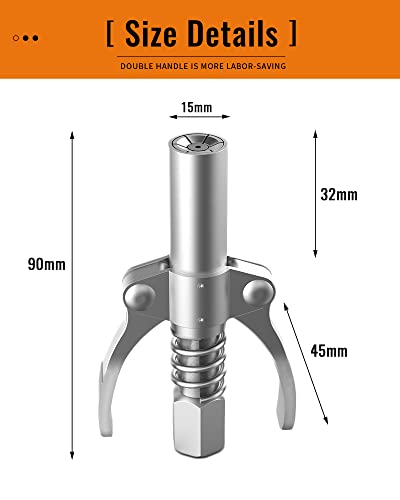 Masrin Grease Gun Coupler-Grease Gun Tip,Grease Fittings,Duty Quick Release Grease Coupler Compatible With All Grease Guns 1/8" Npt Ends,Upgrade To 12000 Psi #TOP6