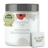 Country Chic All-in-One Chalk Paint for Furniture, Cabinets, Home Decor, Eco-Friendly, Matte Finish, Built-In Primer & Top Coat for Wood, Metal - Simplicity (White) - Pint 16 oz (475 ml)
