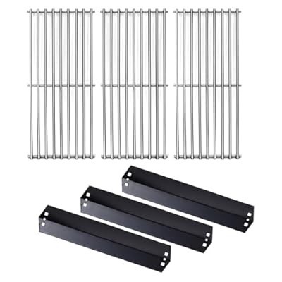 Votenli 95051 Porcelain Steel Heat Plate and 19.75" Stainless Steel Grill Grate Replacement Parts for Chargriller Charcoal 3001, 3008, 3030, 4000, 5050, 5252, 5650,9020 Gas Grill