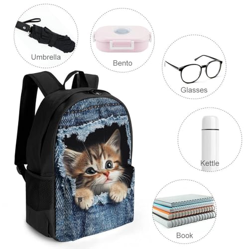 Supdreamc Men Women Polyester Cute Cat Daypack Backpack Large Capacity Carry On Bag With Smooth Zippers for Hiking Picnic Walking Cycling4
