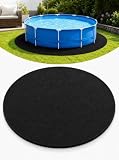 Pool Unterlage 4m Rund, Verdickte Filz Poolmatte Schutzboden – Rutschfeste Bodenplane für Schwimmbäder, Aufblasbare Pools & Whirlpool, Zuschneidbar & Faltbar für Garten, Rasen & Betonböden (Schwarz)