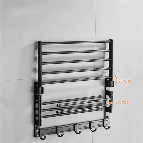 FMURY Folding Towel Rack No-Punch Rotatable Drying Rack Bathroom Bathroom Storage Bath Towel Rack image 5