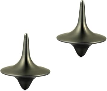 2Pcs Silver Accurate Spinning Top, Portable Precision Metal Spinner Top Premium Exquisite Perfect Balance Desktop Gyro Toys Vintage Totem Zinc Alloy Toy Desk Little Fidget Toy and Games, Decorations