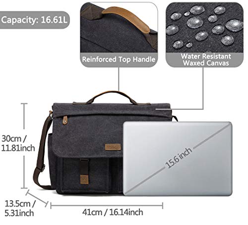 VASCHY Schoudertassen Heren,Aktentas voor Laptop 15 Inch Koerierstas Wasdoek Schoudertas Computer Waterafstotend met Gevoerde Schouderriem - Image 4