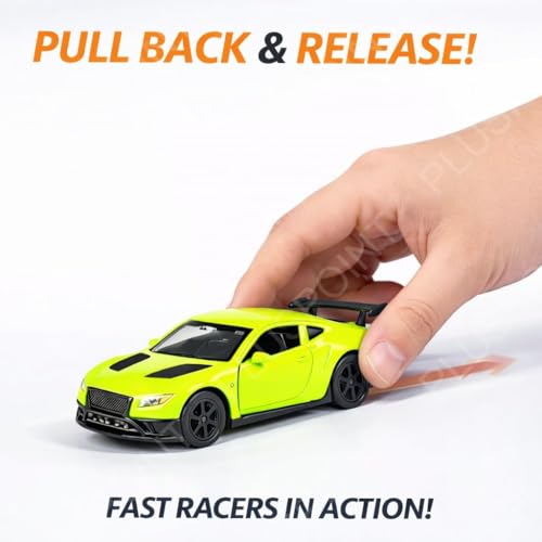 Image of PLUSPOINT Diecast Metal Toy car Set Pack of 4 Pull Back Racers Alloy Die Cast Racing Cars for Kids High Speed Alloy Toy Car Play Set for Children Best Gifts Toys for Boys
