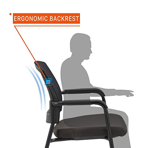 Clatina Office Reception Guest Chair Mesh Back Stacking With Ergonomic Lumbar Support And Thickened Seat Cushion For Waiting Conference Room (Black, 2 Pack) #TOP6