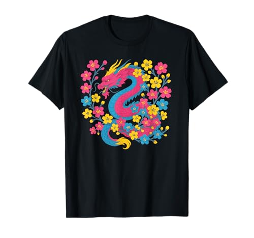 Pansexual Japanese Dragon Pan Pride Flag Colors Floral T�V���c
