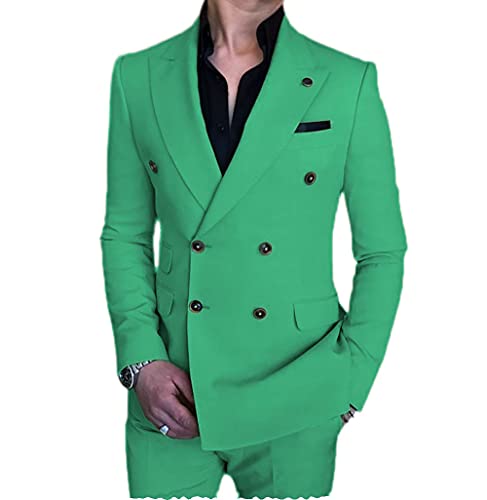 Men's Suit 2 Pieces Slim Fit Formal Double Breasted Wedding Suit Sets Blazer for Groomsmen