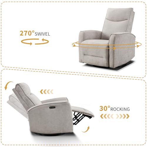 Sillón reclinable eléctrico textil gris claro miniatura 5