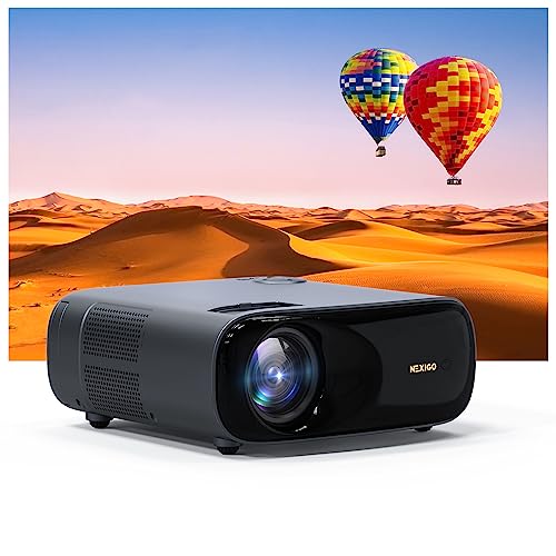 Image of NexiGo PJ40 Projector with WiFi and Bluetooth, Native 1080P, 4K Supported, Projector for Outdoor Movies, 300 Inch, Zoomable, 20W Speakers, Home Theater, Compatible w /TV Stick, iOS, Android
