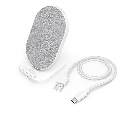 Hama QI-FC10S-Fab Chargeur sans-Fil Wireless USB C pour iPhone Samsung Android - Charge à Induction 10W, Charge Rapide & Optimisée du Smartphone, Détection Auto du Smartphone - Blanc