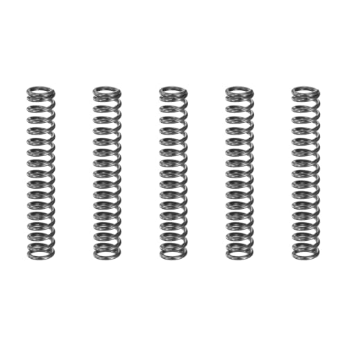 uxcell 5Pcs Compression Spring, 8mm OD, 1.2mm Wire Size, 50mm Free Length, Spring Steel Construction Extended Mechanical Compression Springs for Shop and Home Repairs, Silver Tone