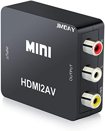 Jmday 1080p HDMI to AV 3RCA CVBS Composite Video Audio Converter Adapter for PS4 Xbox Nintendo Laptop Chromecast DVD VHS VCR Camera to Old TV Monitor