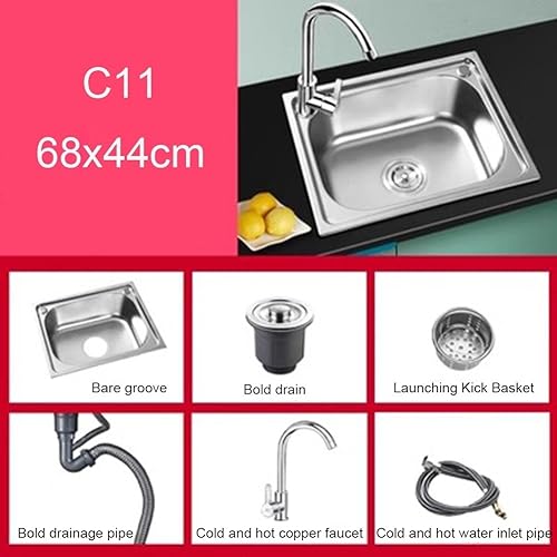 Fregadero de cocina de acero inoxidable C11 antirayas con escurridor amplio 3