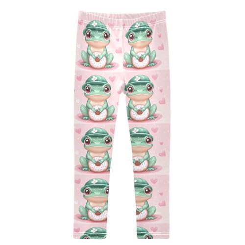 Boccsty Cute Frog Pink Donut Hearts Girls Leggings Kids Yoga Pants Dance Active Tights 4T