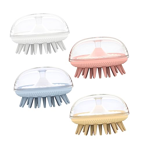 FOYTOKI Scalp Scrubber Massager Brush 4pcs Silicone Hair Comb Hair Bath Head Scalp Massage Tool Random Color