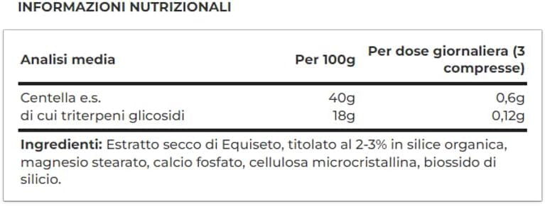 OBIRE CENTELLA ASIATICA COMPLEX 400 mg. (estr. secco) 60 compresse- FORMULA COMPLETA CON CENTELLA ASIATICA, VITE ROSSA, IPPOSCASTANO E GINKGO BILOBA