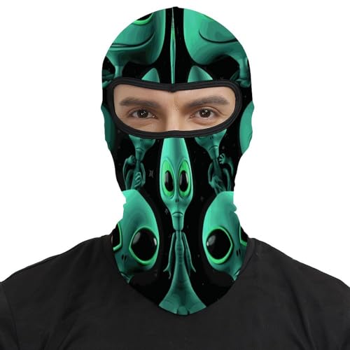 Mascarilla térmica estilo pasamontañas para hombre y mujer con estampado de aliens, ideal para clima frío, motociclismo y deportes de invierno miniatura 2