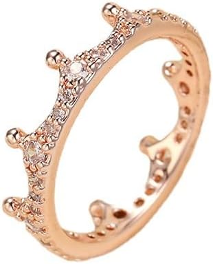 Crown Ring Colored Rose Gold White Zirconia Cubic Zirconia Ladies Birthday Gift Promise Wedding Timeless Sparkling Crown Crystal Ring In Rose 10 - Image 5