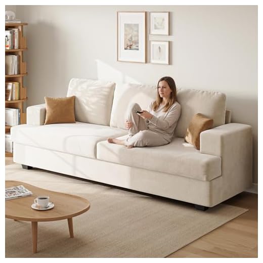 Comkei 89" Cream White 3 Seater Couch