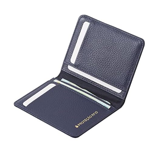 Carteira Masculina de Couro Bovino Legítimo com Proteção Antifurto RFID Couro50 661 (Marinho)