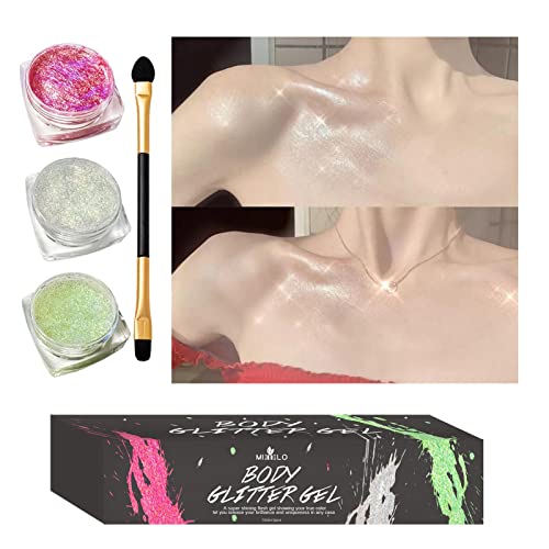 Body Face Glitter Set, Sticky Glitter Body Gel, Face Glitter Lantejoulas para Festival Maquiagem e S