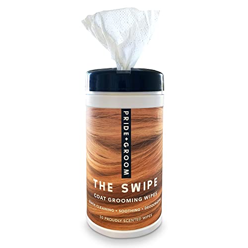 Pride And Groom The Swipe – Soothing Coat Grooming Dog And Pet Wipes With Signature Scent For Quick Cleaning & Deodorizing Face, Paw, Fur In Between Baths And After Dinner & Playtime – 50 Wipes #TOP3