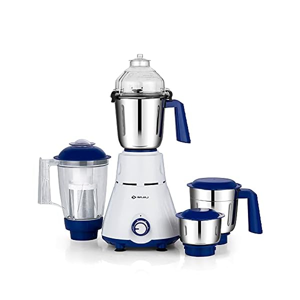 Bajaj Rex 750W Mixer Grinder with Nutri Pro Feature, 4 Jars, White