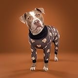 Spark Paws Hundepyjama, ultraweich und 4-Wege-Stretch, Erholungsanzug nach Operation, Schlafanzug Onesie für Kleine, Mittlere und Große Hunde - Bear Black - XL