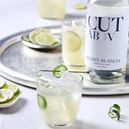 CUT ABOVE Zero Alcohol Agave Blanco Tequila | Award Winning Premium Non-Alcoholic Spirit for Alcohol Free Cocktails | 25.4 fl. oz. (750mL)