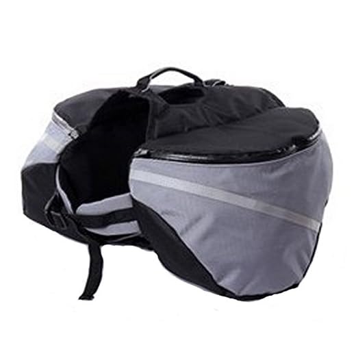 Lifeunion Saddle Bag Backpack for Dog, Tripper Hound Bag Travel Hiking Camping in 3 Size(Grey,XL)