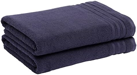 Amazon Basics Cotton Bath Towels, Made with 30% Recycled Cotton Content, 2-Pack, Blue Grey