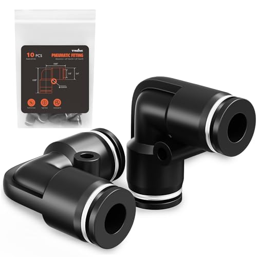 TRILINK 1/8" OD Push to Connect Fittings – Air Line Elbow Connectors, Quick Connect Pneumatic Fittings, Push Lock Air Hose Fittings for Compressor, Air Tools & Tubing (10 PCS)