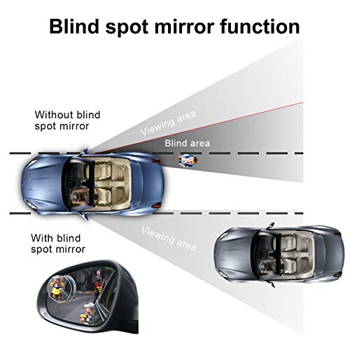 POMFW Blind Spot Mirror, 2 inch Rearview Convex Side Mirrors for Cars SUV Truck Van Stick on 3M Adhesive, Rear View HD Glass Frameless Sway Rotate adjustable Wide Angle 2PCS (Round) - Thumbnail 2