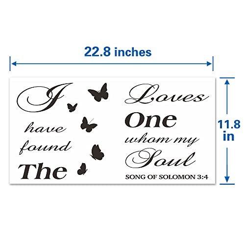 Inspirational Quotes Butterfly Flying Decor Wall Decals, I Have Found The One Whom My Soul Loves Wall Stickers For Marriage Couple, Bible Verse Wallpaper Vinyl Mural For Home Family #TOP7