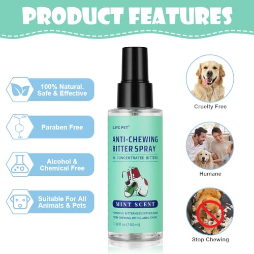 Adiwo Knabberschutz Hund, 100ml Anti Kau Spray Für Hunde Katzenabwehrspray Erziehungshilfen für Hunde Mildes Bitterspray Hund Effektiver Kaustopp Bei Möbel Kleidung Schuhen Für Hunde Katzen