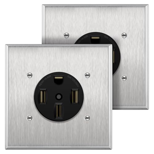 Image of ENERLITES 50A Receptacle Outlet, NEMA 14-50R, Black with Wall Plate, 2-Pack