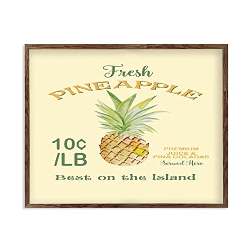 Plaque de bar en bois au look patiné unique et illustration ananas