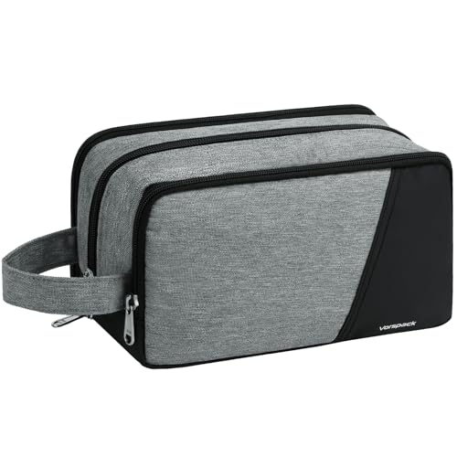 Vorspack Water Resistant Travel Toiletry Bag for Men, Medium, Grey