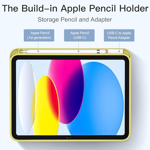Image of ProElite Smart Case for iPad (A16) 11th /10th Generation (2025 /2022) [Auto Sleep /Wake Cover] [Left Side Pencil Holder] [Soft Flexible Case] Recoil Series - Yellow