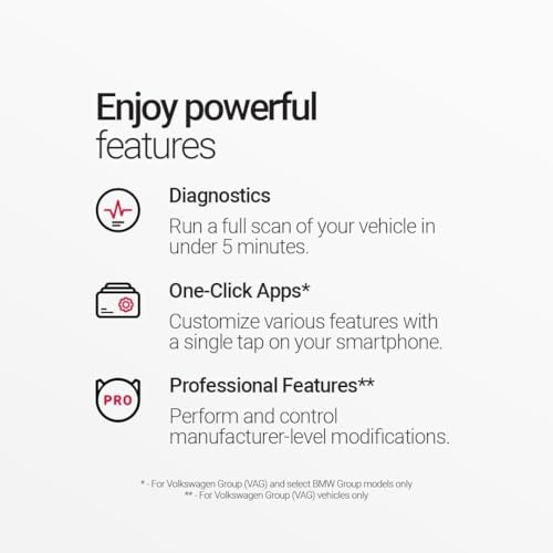 Image of OBDeleven OBD2 Diagnostic Scanner for VW, Audi, Seat, Cupra, Skoda, BMW, Mini - Next Gen Bluetooth Device, Android & iOS Compatible (Device + Ultimate Plan)