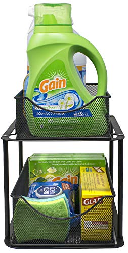 Sorbus 2 Tier Under The Sink Organizer Baskets With Mesh Sliding Drawers —Ideal For Cabinet, Countertop, Pantry, And Desktop, For Bathroom, Kitchen, Office, Etc.—Made Of Steel (Black) #TOP4